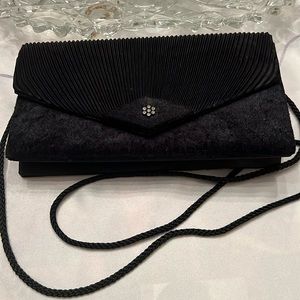 VTG Black Satin & Crushed Velvet Evening Bag Clutch
